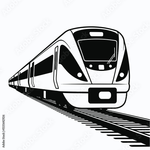 Modern Electric Train Transportation Vector Illustration