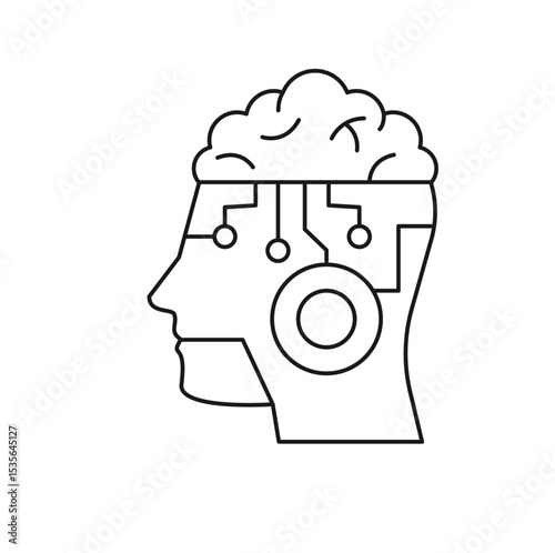 Artificial Intelligence Face Editable line icon 