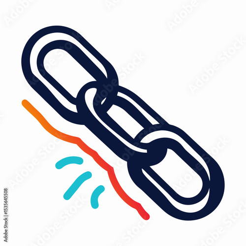 Broken Chain Link, Cracked Foundation, Instability Concept