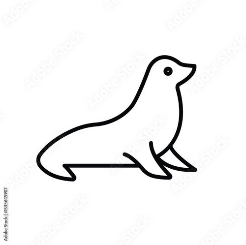Sea lion Editable line icon 