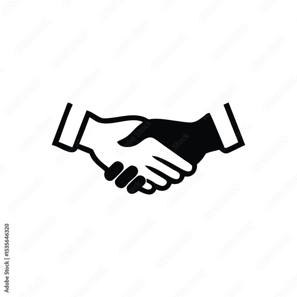 Fototapeta premium Handshake Icon Vector – Business Agreement Symbol Silhouette