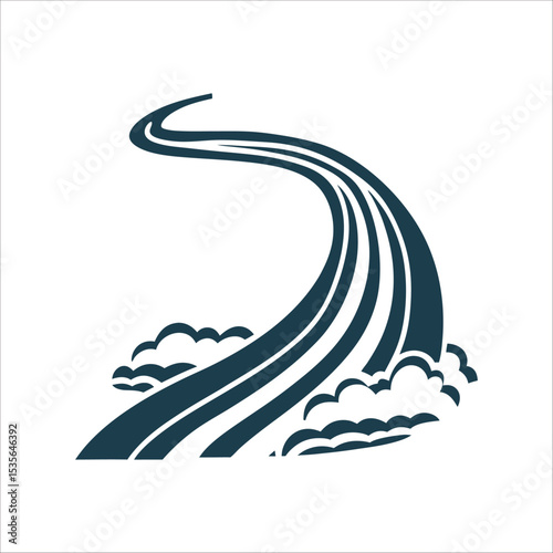 Abstract Curved Motion Trail with Clouds Graphic Rainbow Flick A curved upward motion trail from a skill move