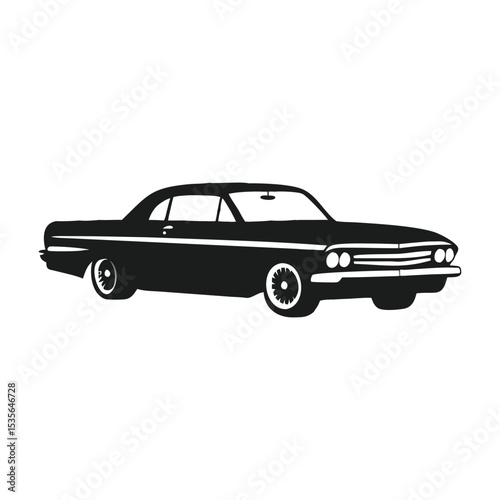 Classic black Vintage Car Vector Illustration

