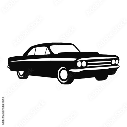Classic black Vintage Car Vector Illustration

