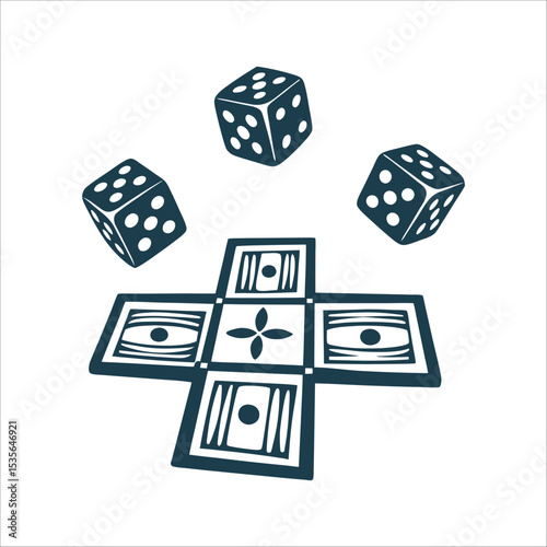 Yut Nori Game Board Simplified Vector