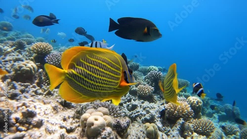 Vibrant Tropical Fish Swimming in Coral Reef