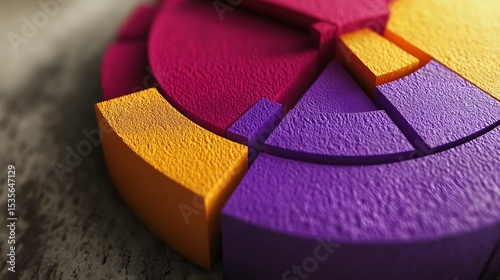 Colorful Textured Pie Chart Diagram Slices Statistical Data Analysis