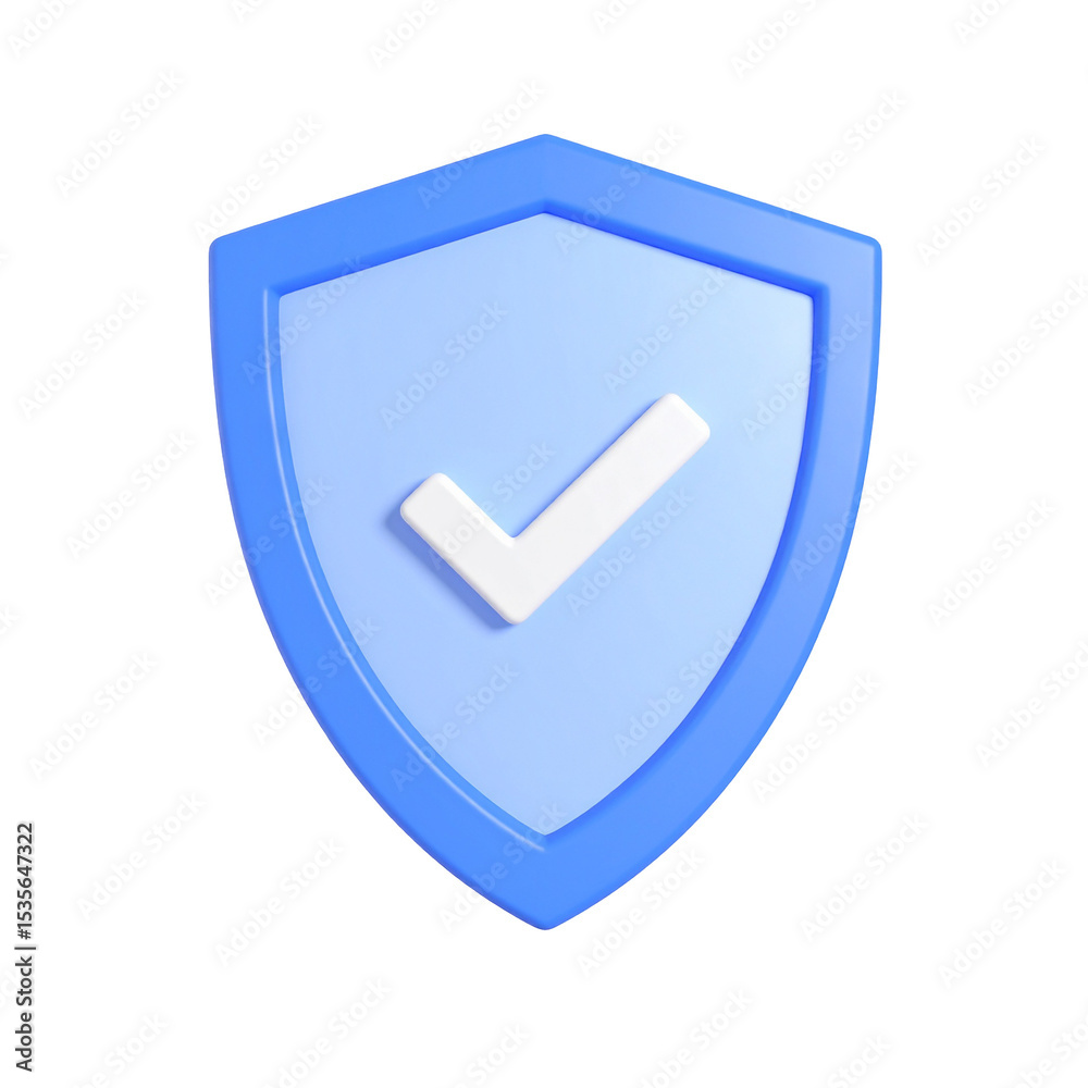 Blue shield with check mark for security protection and verification isolated on transparent background Blue shield with check mark for security protection and verification isolated on transparent background