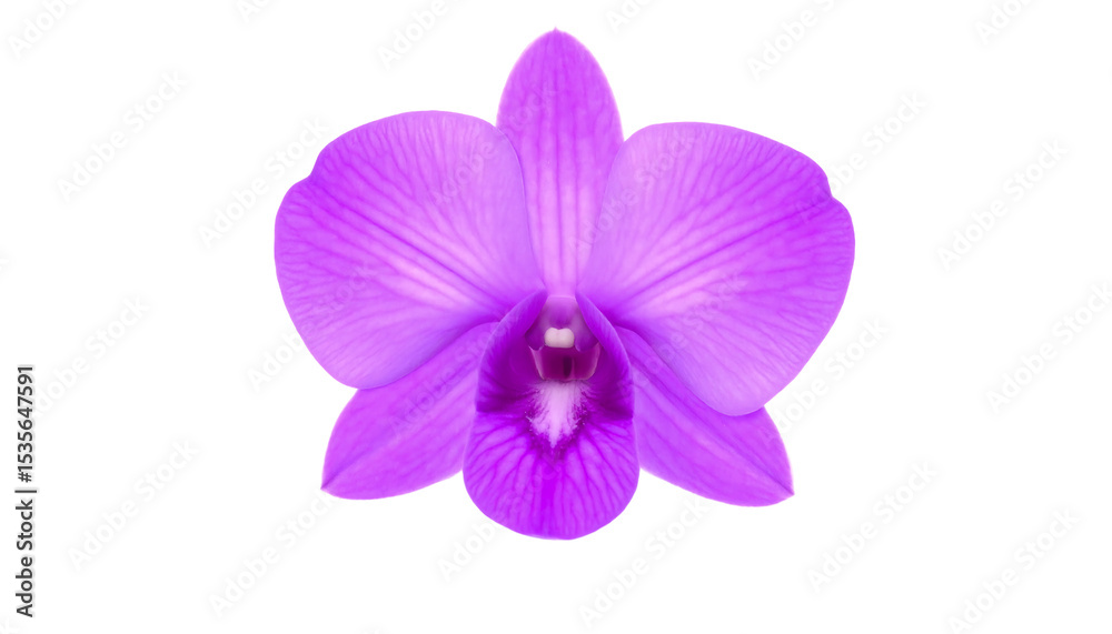 Fototapeta premium Detailed shot of a stunning violet orchid flower, showcasing its beautiful color and fine texture, on a PNG background.