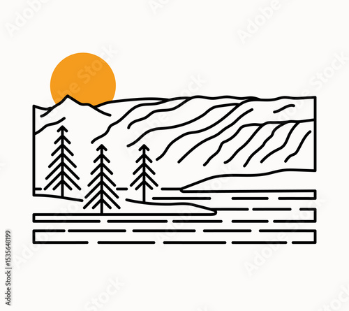 Simply Missouri River at Theodore Roosevelt National Park in Illustration art