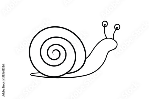 Snail with Spiral Shell Garden Creature Illustration Line Art