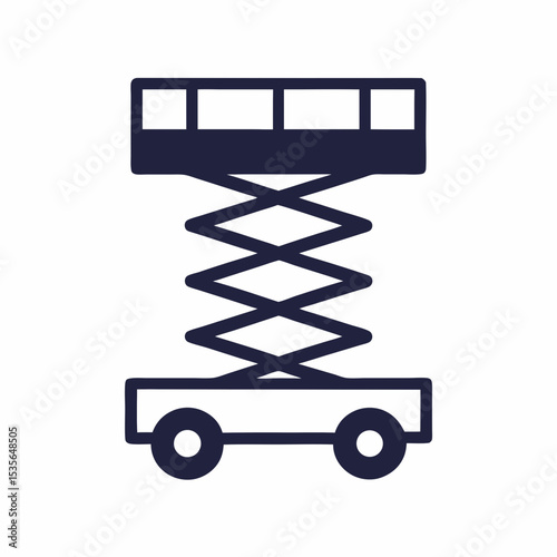 Industrial Scissor Lift Platform Vector Icon Construction Lift Machine Logo.