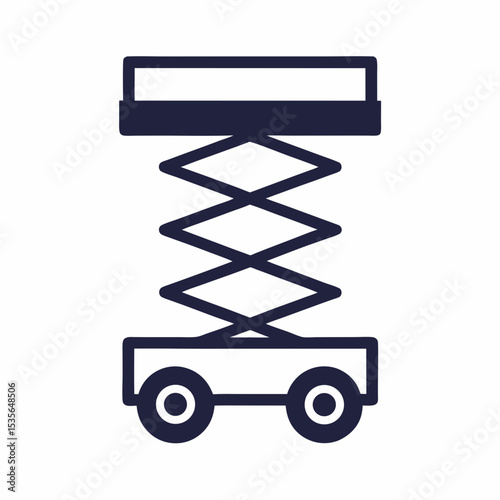 Industrial Scissor Lift Platform Vector Icon Construction Lift Machine Logo.