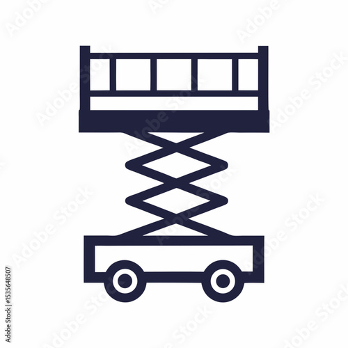 Industrial Scissor Lift Platform Vector Icon Construction Lift Machine Logo.