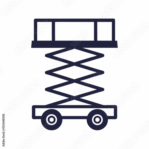 Industrial Scissor Lift Platform Vector Icon Construction Lift Machine Logo.