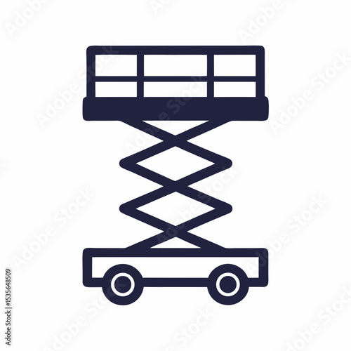Industrial Scissor Lift Platform Vector Icon Construction Lift Machine Logo.