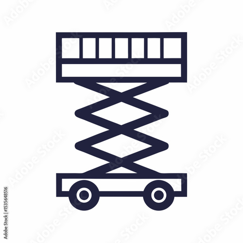 Industrial Scissor Lift Platform Vector Icon Construction Lift Machine Logo.