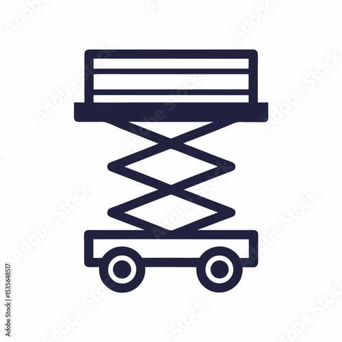 Industrial Scissor Lift Platform Vector Icon Construction Lift Machine Logo.