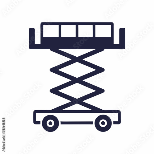 Industrial Scissor Lift Platform Vector Icon Construction Lift Machine Logo.