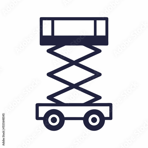 Industrial Scissor Lift Platform Vector Icon Construction Lift Machine Logo.