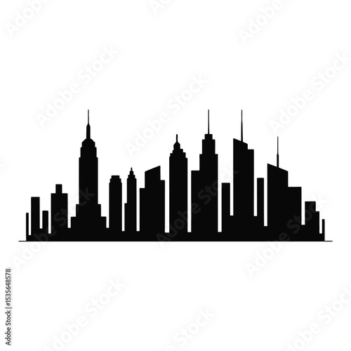 Modern City Skyline Silhouette Illustration