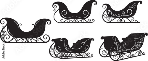 Christmas sleigh silhouette vector illustration