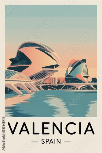 Retro Travel Poster of Valencia