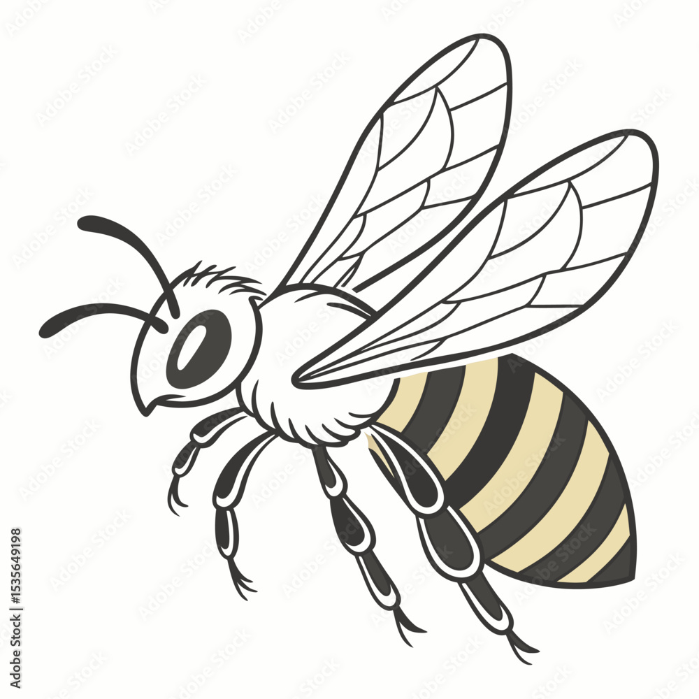 Obraz premium A charming honeybee design perfect for logos branding and children's books featuring detailed wings and striped abdomen