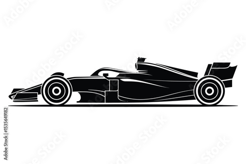 Powerful Formula Race Car Silhouette Illustration