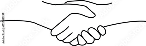 Handshake, agreement, introduction hand drawn with single line art  