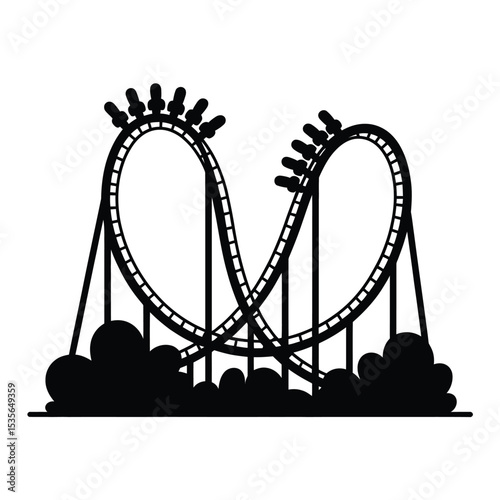 Thrilling Rollercoaster Ride  A Black and White Illustration