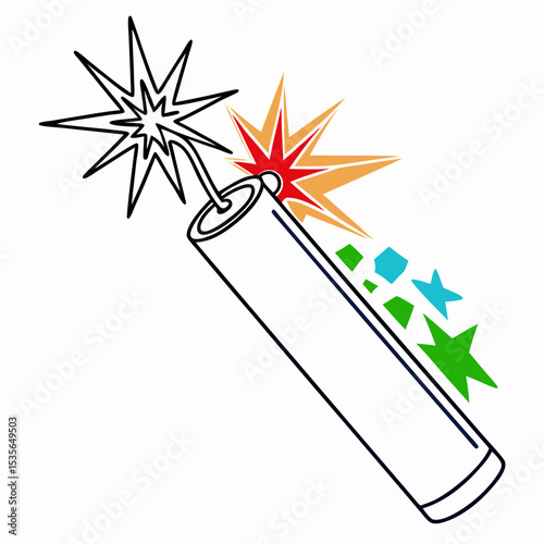 Cartoon Firecracker Exploding, Fireworks Illustration