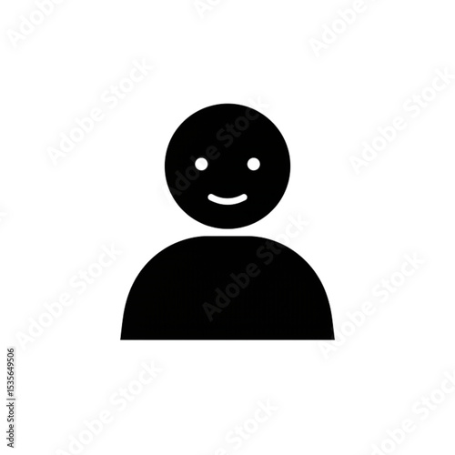 Happy user profile icon perfect for website design, app interfaces, and branding projects, offering a friendly and approachable visual element.
