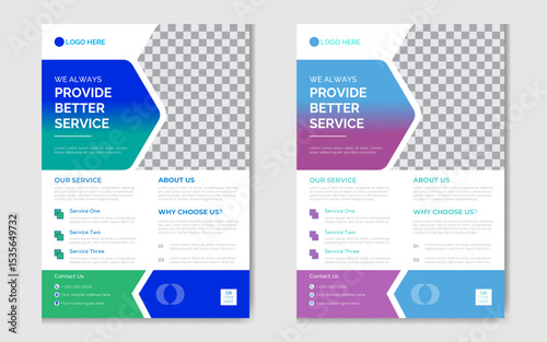 Multi purpose professional a4 Flyer Design Template with gradient version. Simple Elegant and Unique Flyer Design.
