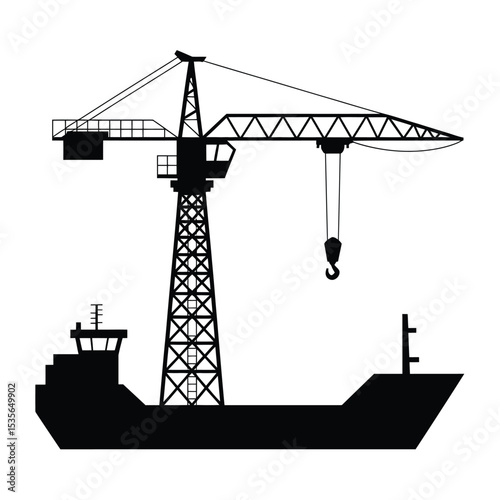 Large Industrial Crane Unloading Cargo Ship