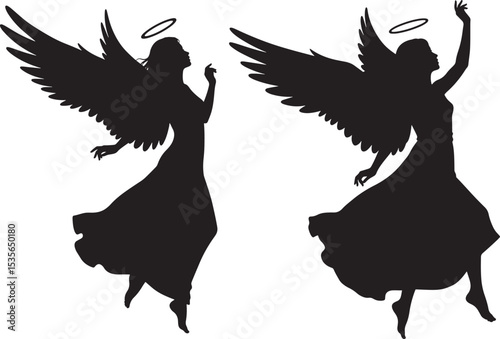 Flying angel silhouette vector illustration