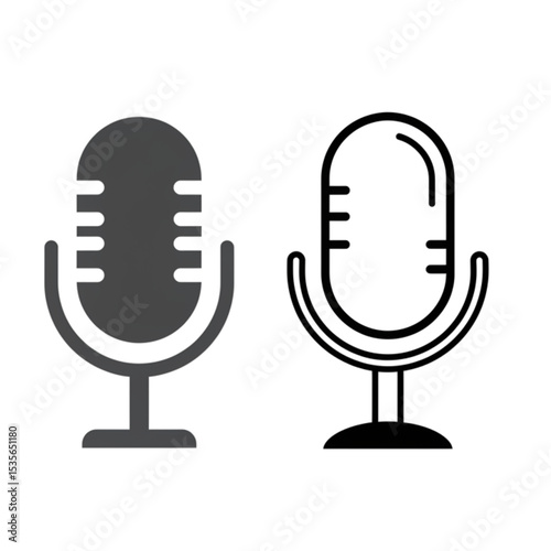 Professional Microphone Icons Set Perfect for Podcast Branding Design and App Interface Development