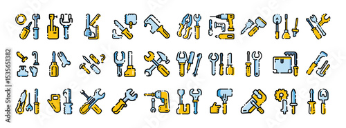 Set of Construction and Repair Tools Icons Collection