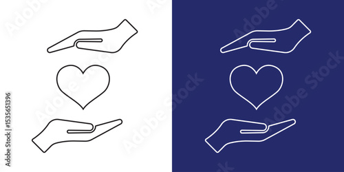 Charity icon. Hand holding heart, love, compassion, giving, support, care, help, charity, kindness, altruism. EPS 10.