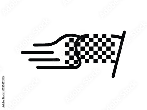 Vector hand cursor icon: a black and white checkered flag design symbolizing internet success