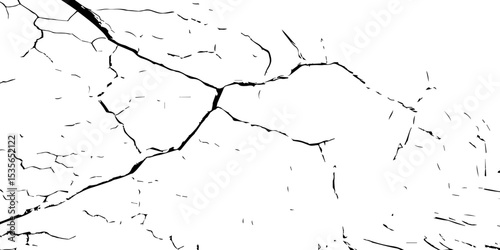 "Cracked black and white surface texture, perfect for use in grunge design, vintage backgrounds, distressed overlays, or aged wall effects. High-contrast abstract pattern for creative projects"