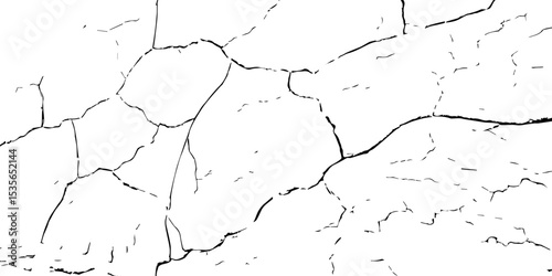 "Cracked black and white surface texture, perfect for use in grunge design, vintage backgrounds, distressed overlays, or aged wall effects. High-contrast abstract pattern for creative projects"