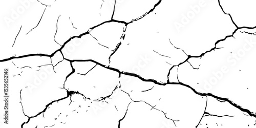 "Cracked black and white surface texture, perfect for use in grunge design, vintage backgrounds, distressed overlays, or aged wall effects. High-contrast abstract pattern for creative projects"