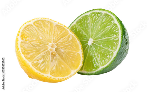 Fresh lemon and lime halves close up for healthy eating and citrus fruit flavor and vitamin c boost diet