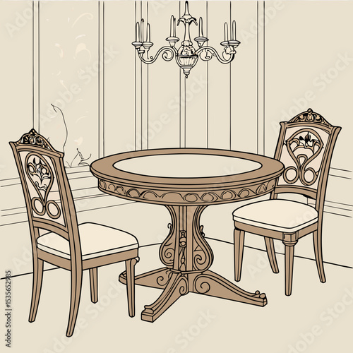 table and chairs in interior