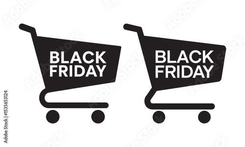 Black Friday Shopping Cart Icons, vector illustration