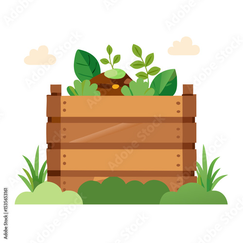 wooden signboard with green leaves and flowers