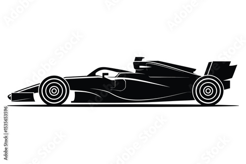 Powerful Silhouette of a Formula One Race Car