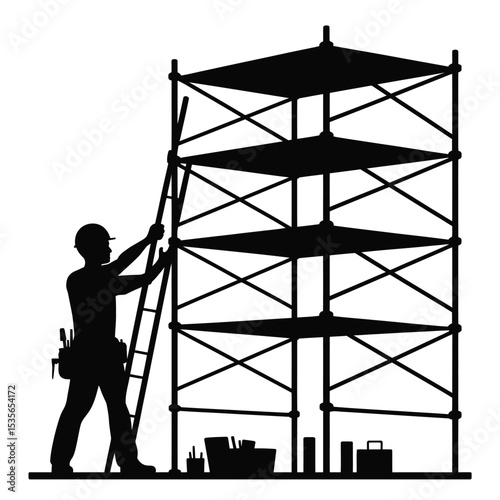 Construction Worker on Scaffolding Safety and Efficiency
