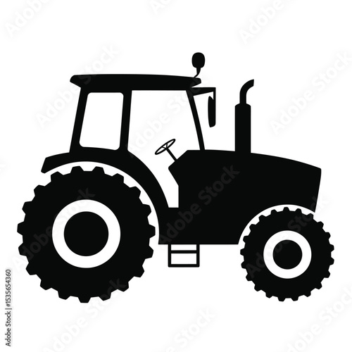 Powerful Farm Tractor Icon Agriculture Machinery Silhouette